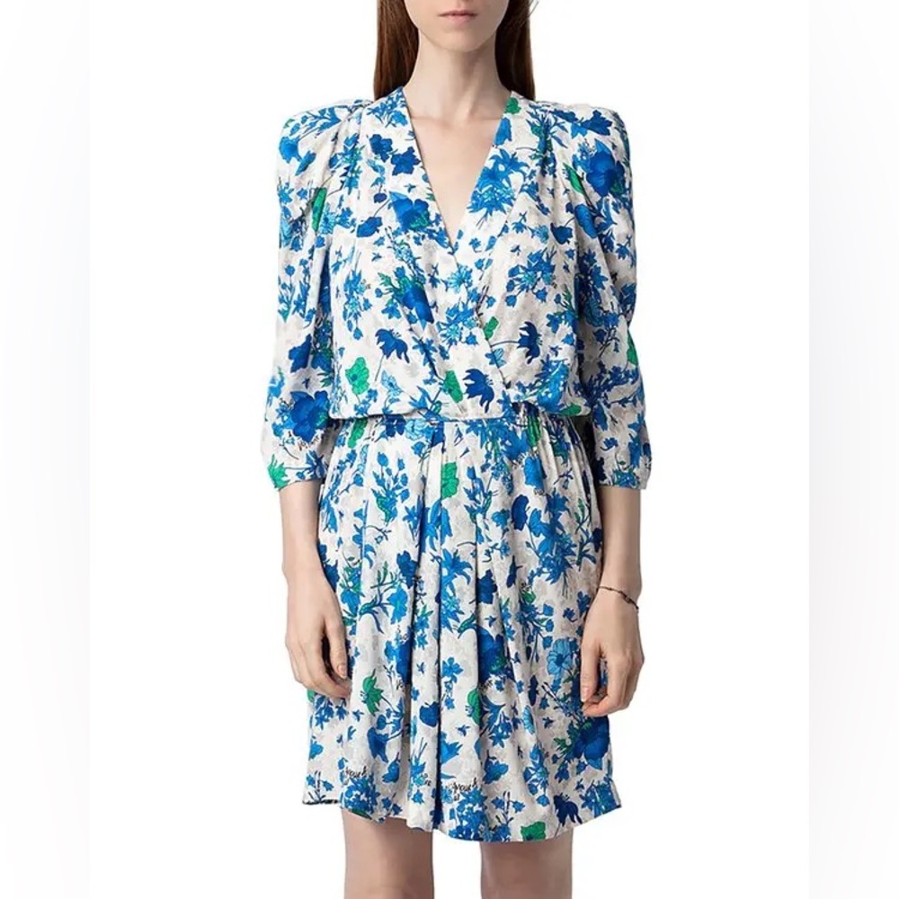 Zadig & Voltaire Blue and White Floral Midi Dress